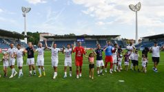 Fotbalisté Slovácka se radují z domácí výhry nad Českými Budějovicemi