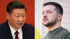 Čínský prezident Si Ťin-pching a ukrajinský prezident Volodymyr Zelenskyj
