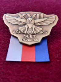 Účastnická medaile 17. všesokolského sletu autorky Ireny Hradecké